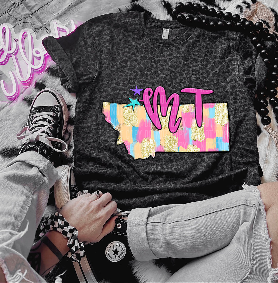 Preppy Bright Brushstroke States DTF Print