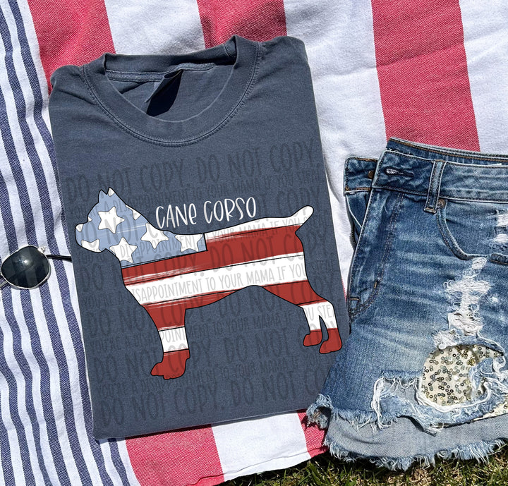 Patriotic Dog Designs White Text DTF Print