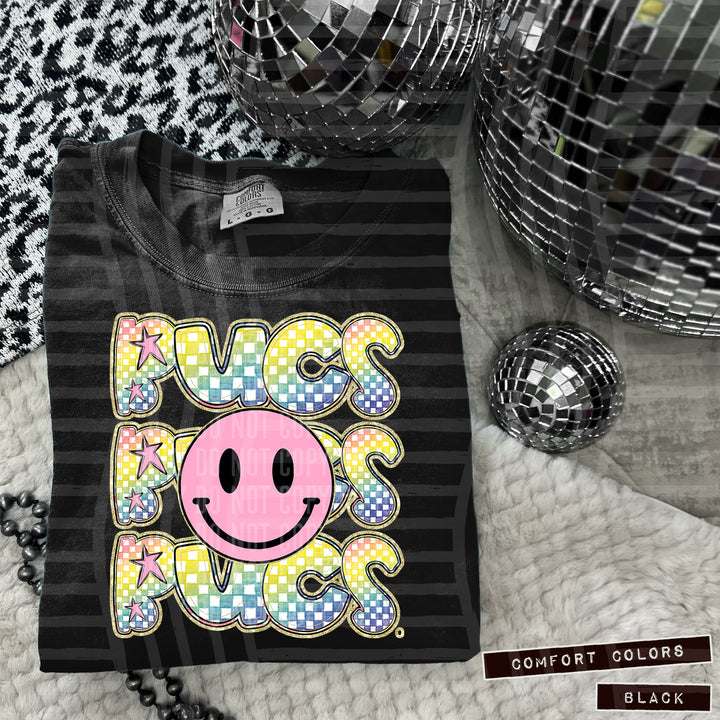 Pink Smiley Triple Stack DTF Print