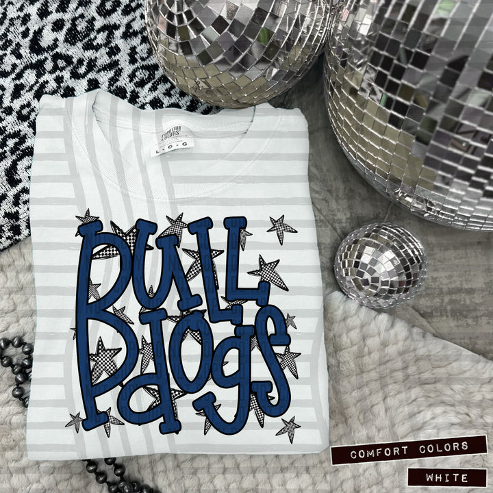 Navy Staggered DTF Print
