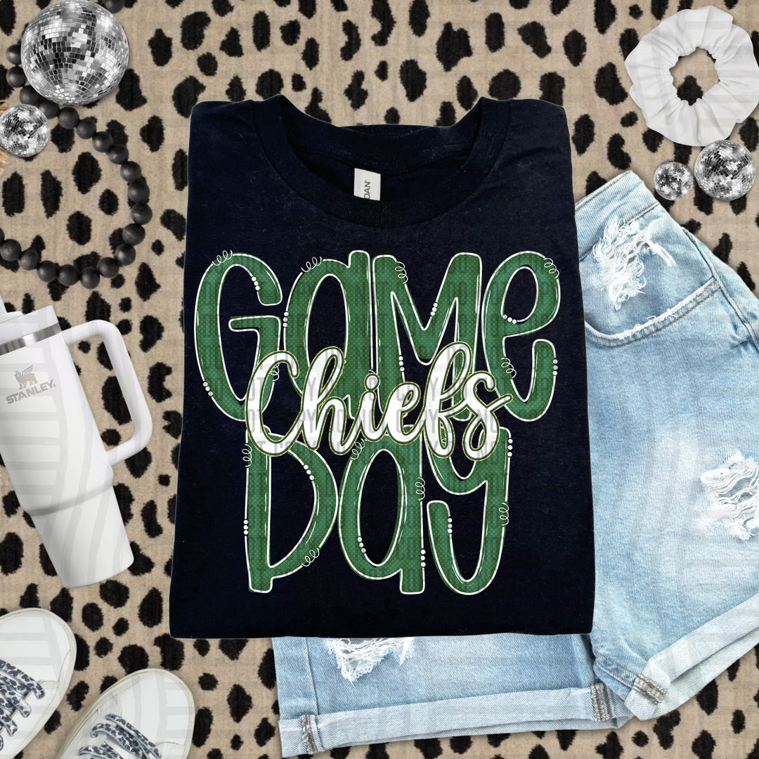 Doodle Gameday Dark Green DTF Print
