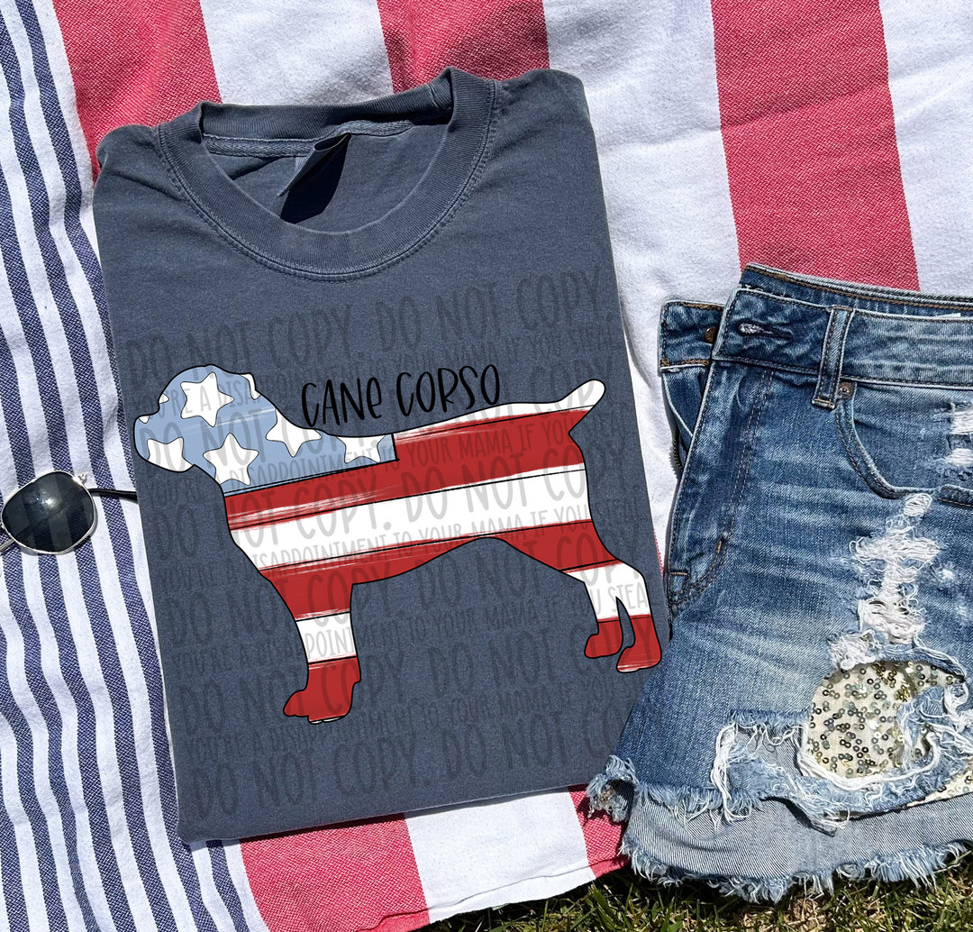 Patriotic Dog Designs Black Text DTF Print