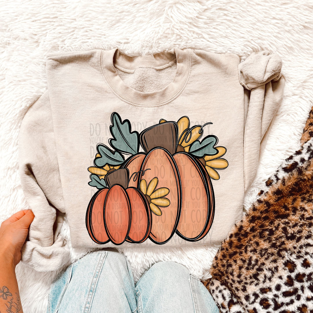 Fall Pumpkin Doodle DTF Print