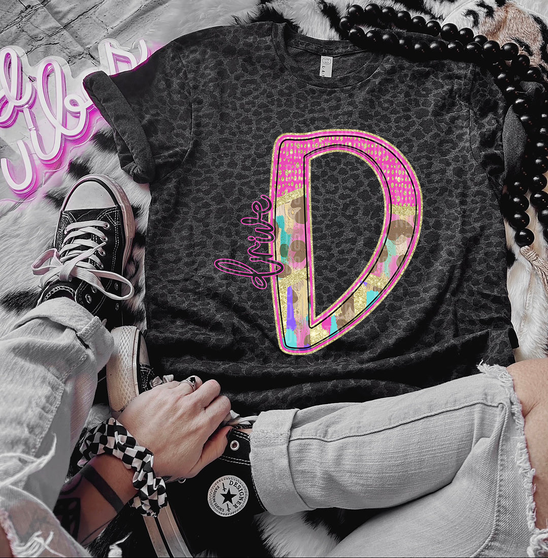 Rainbow Leopard Single Letters DTF Print