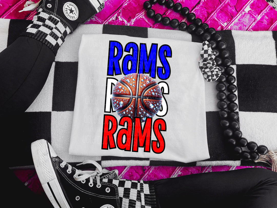 Rams with Basketball (Blue and Red) DTF Print
