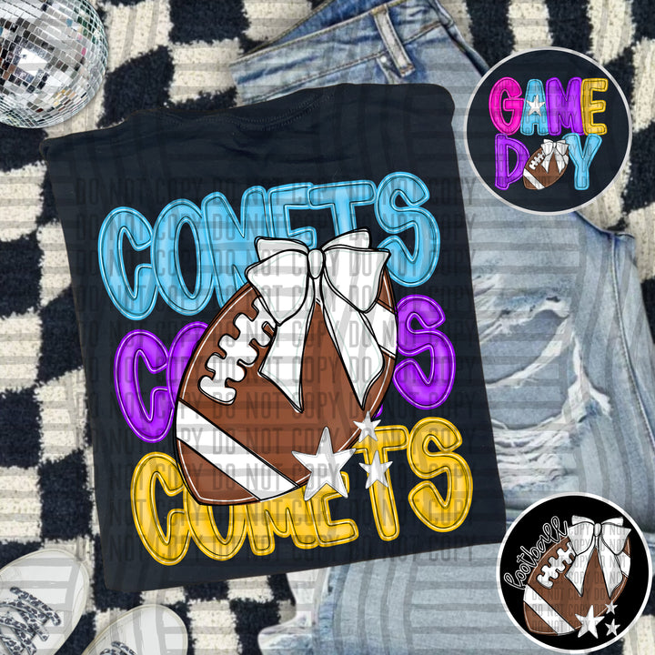 Bright And Preppy Football Stacked DTF Print