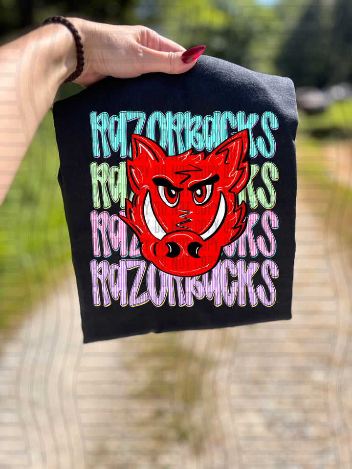 Neon Seersucker Mascot Heads DTF Print