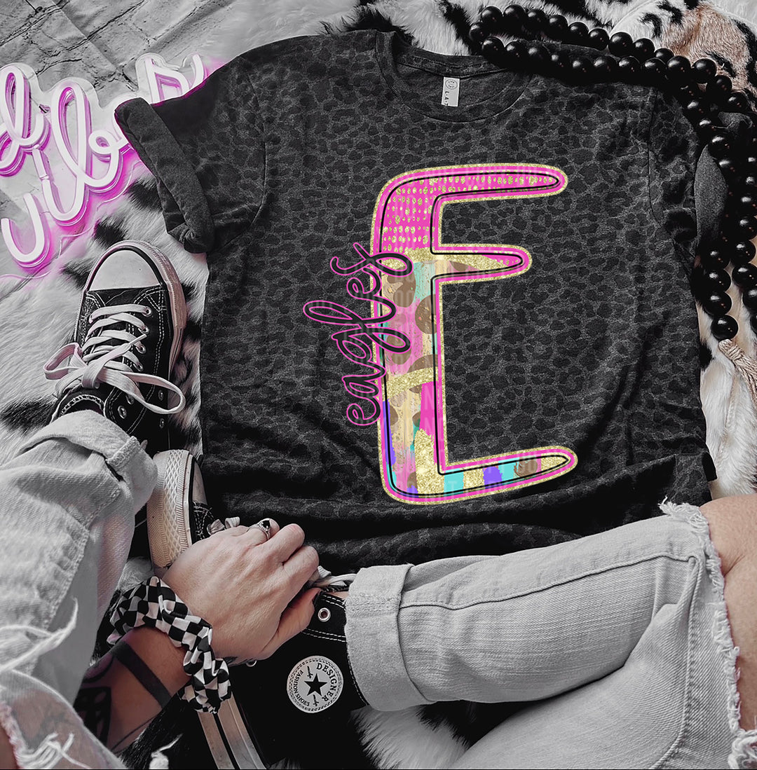 Rainbow Leopard Single Letters DTF Print