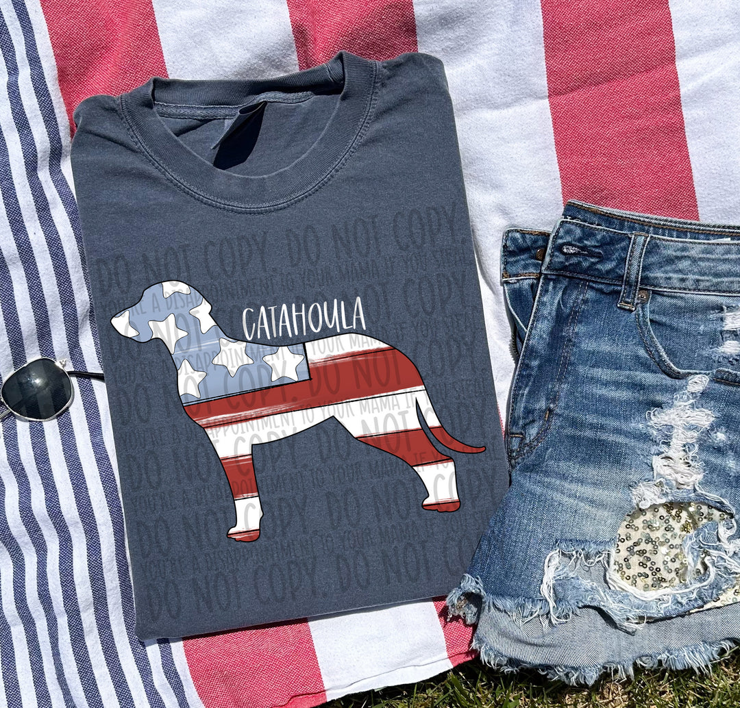 Patriotic Dog Designs White Text DTF Print