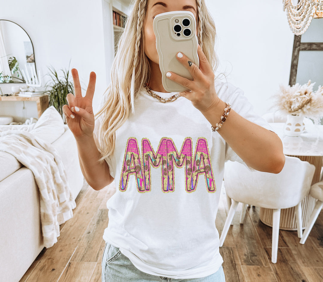 Preppy Leopard No Bow Mom Name DTF Print