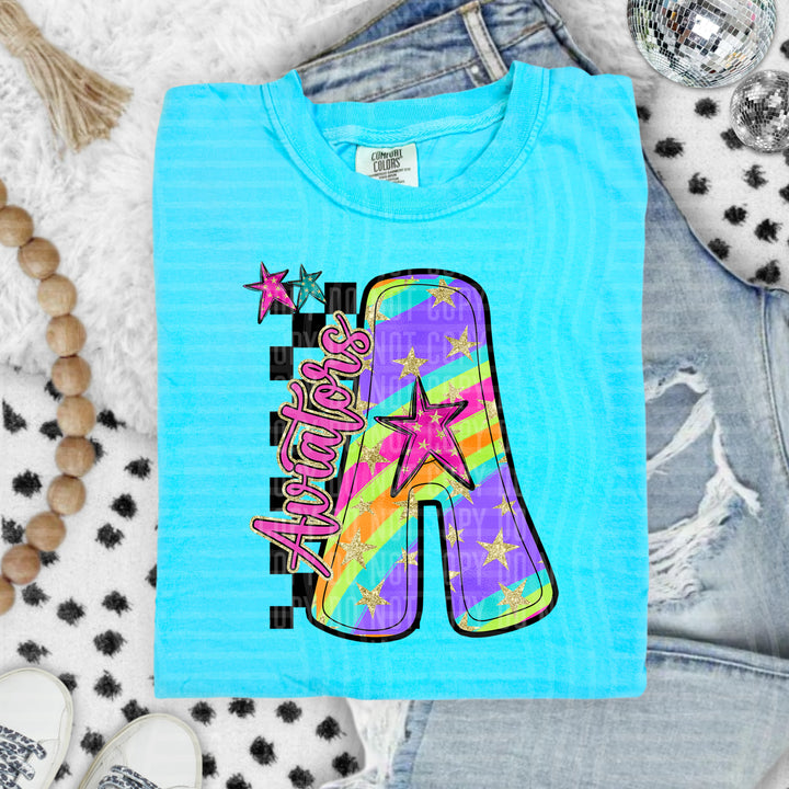 Rainbow Swirl Initials DTF Print