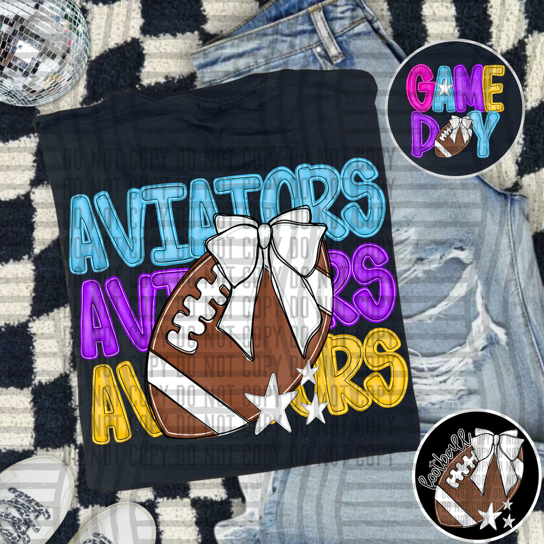 Bright And Preppy Football Stacked DTF Print