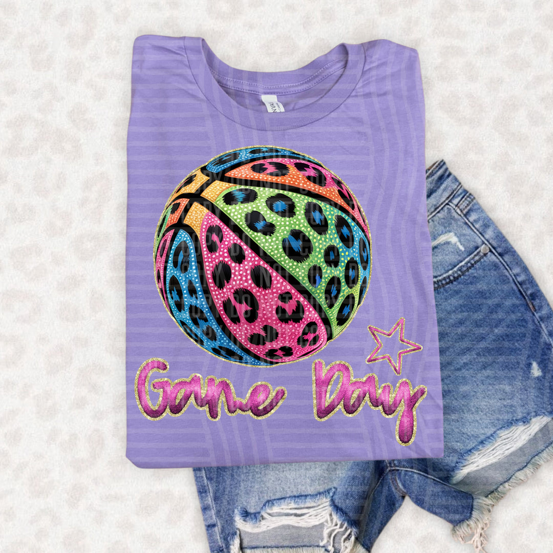Rainbow Faux Emb Game Day DTF Print