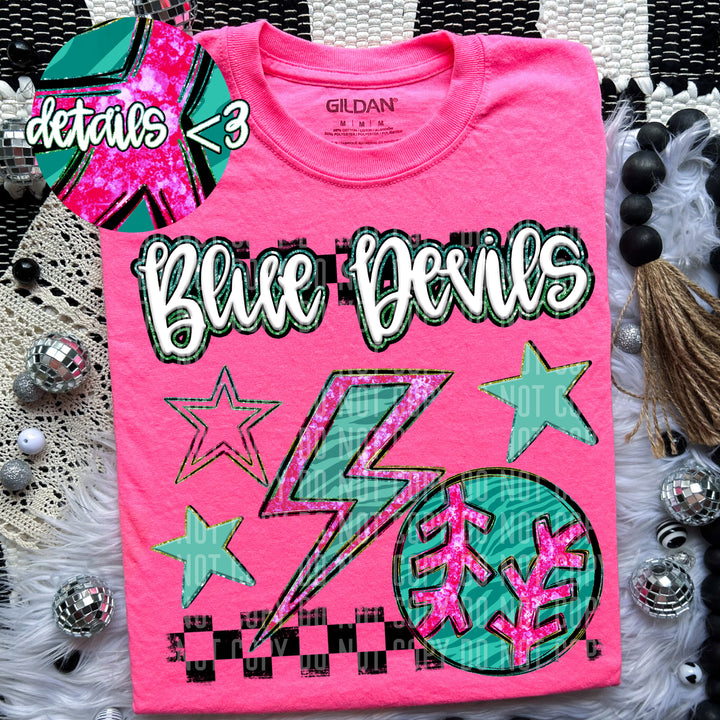 Rainbow Baseball/Softball Bolts DTF Print