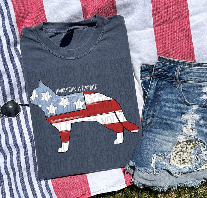 Patriotic Dog Designs White Text DTF Print