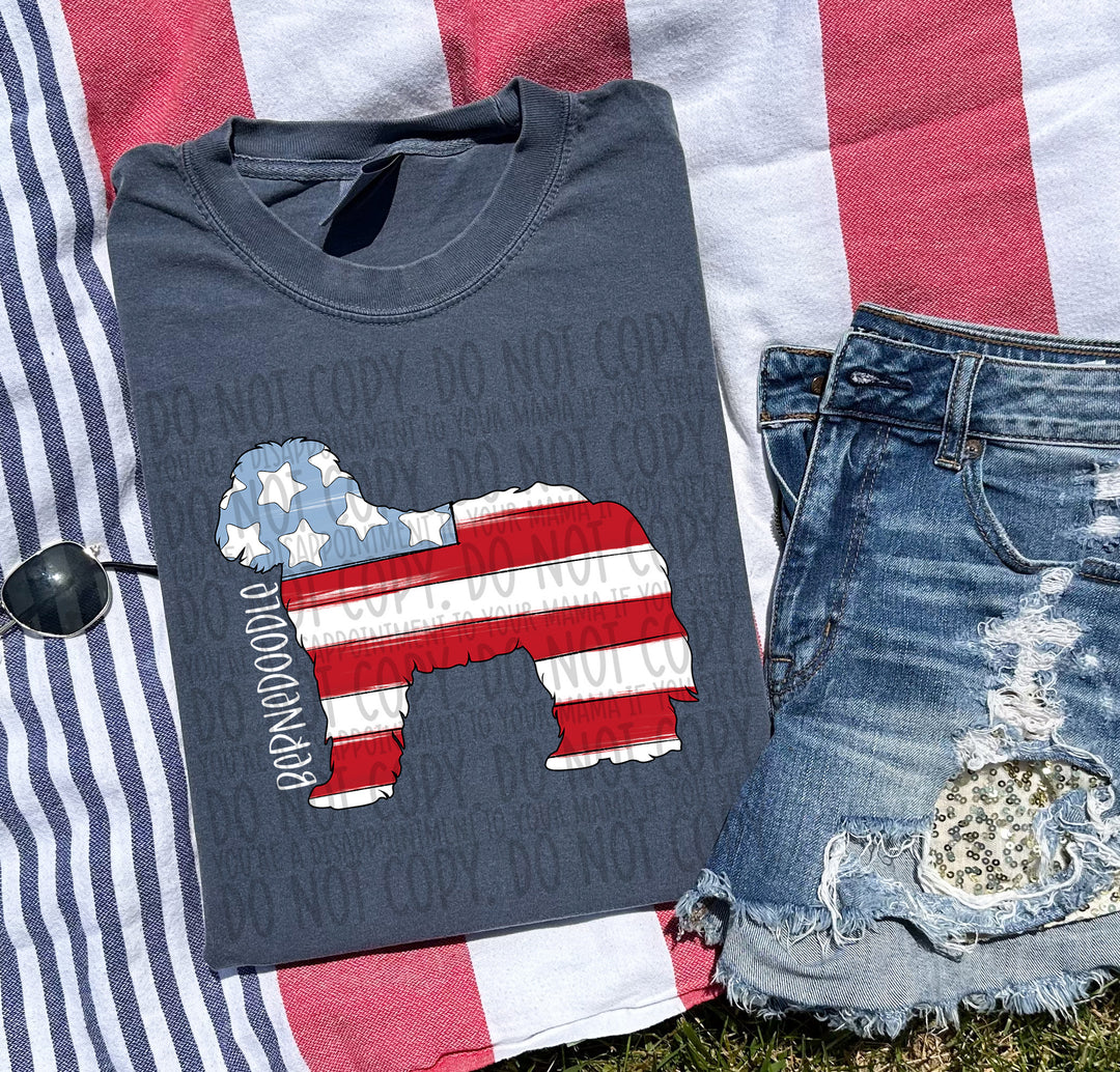 Patriotic Dog Designs White Text DTF Print
