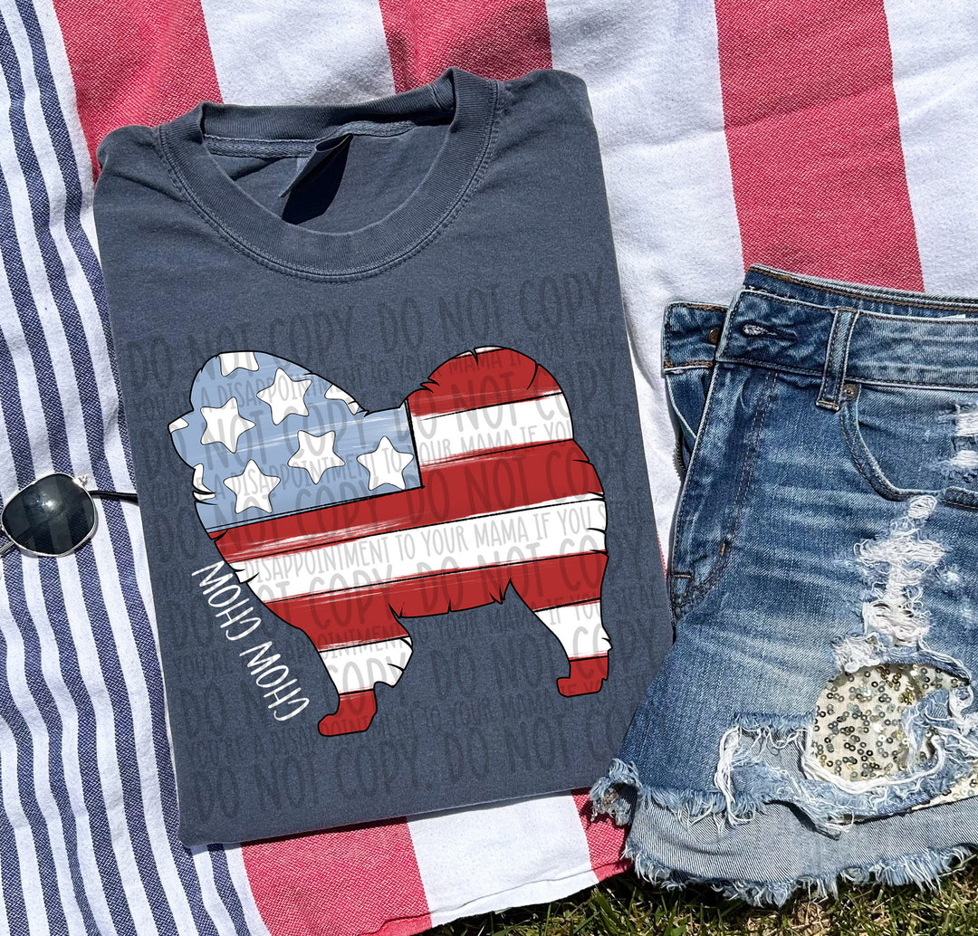 Patriotic Dog Designs White Text DTF Print