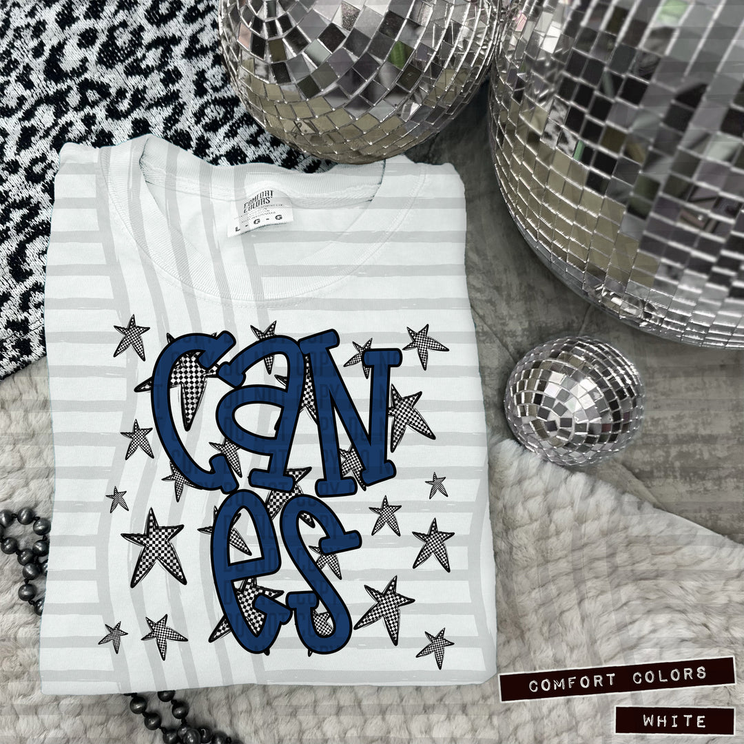 Navy Staggered DTF Print