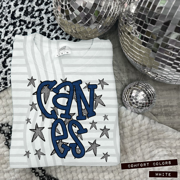 Navy Staggered DTF Print