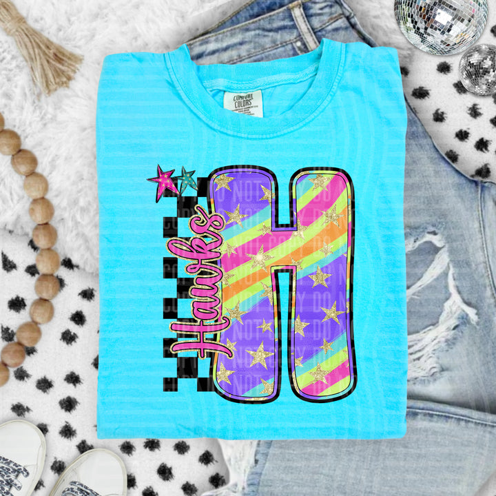 Rainbow Swirl Initials DTF Print