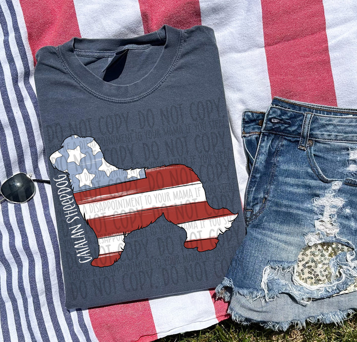 Patriotic Dog Designs White Text DTF Print