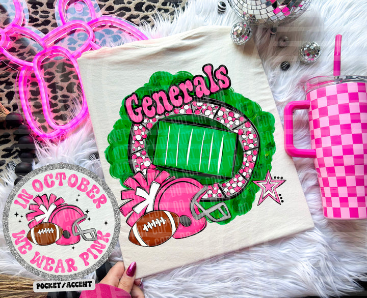 In October We Wear Pink- Football YOUTH DTF Print