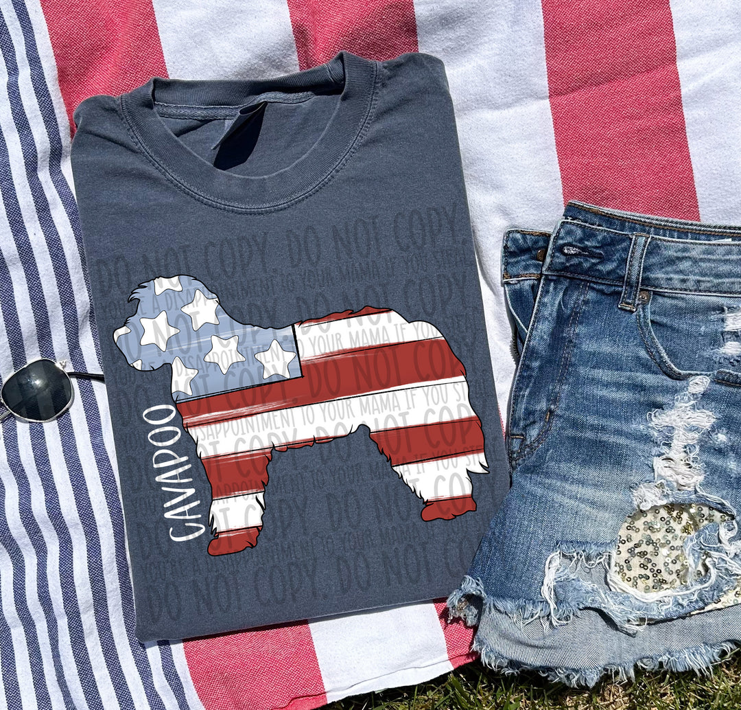 Patriotic Dog Designs White Text DTF Print