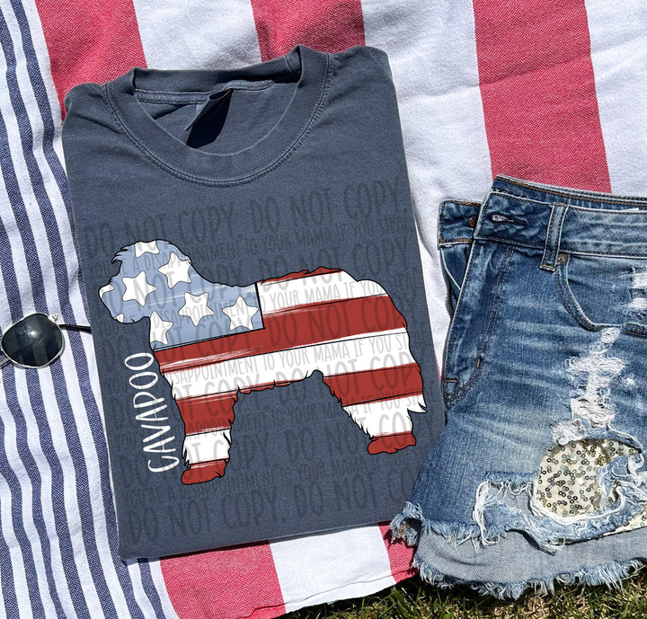 Patriotic Dog Designs White Text DTF Print