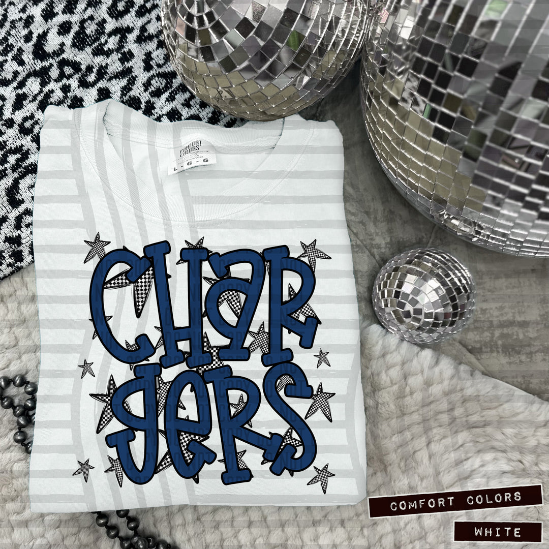 Navy Staggered DTF Print