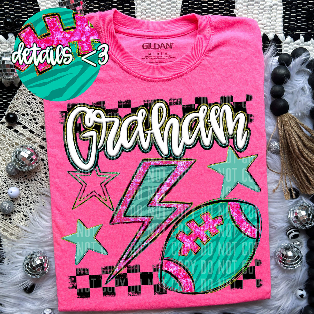 Rainbow Football Bolts DTF Print