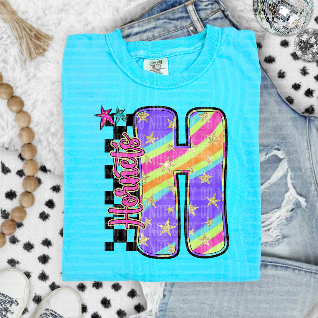 Rainbow Swirl Initials DTF Print