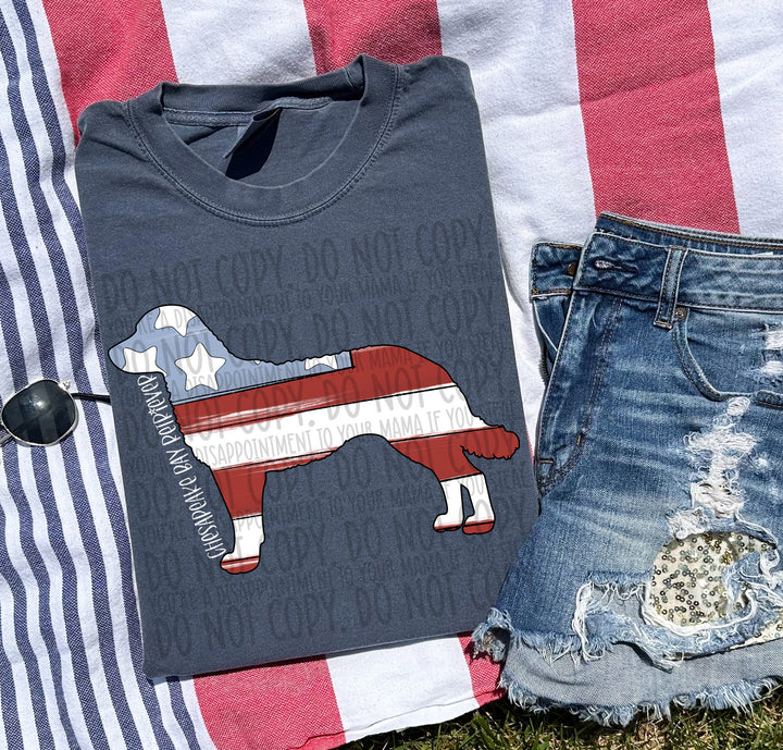 Patriotic Dog Designs White Text DTF Print
