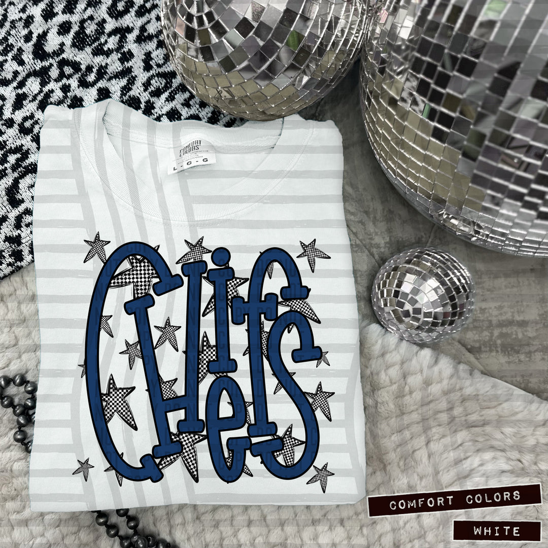 Navy Staggered DTF Print