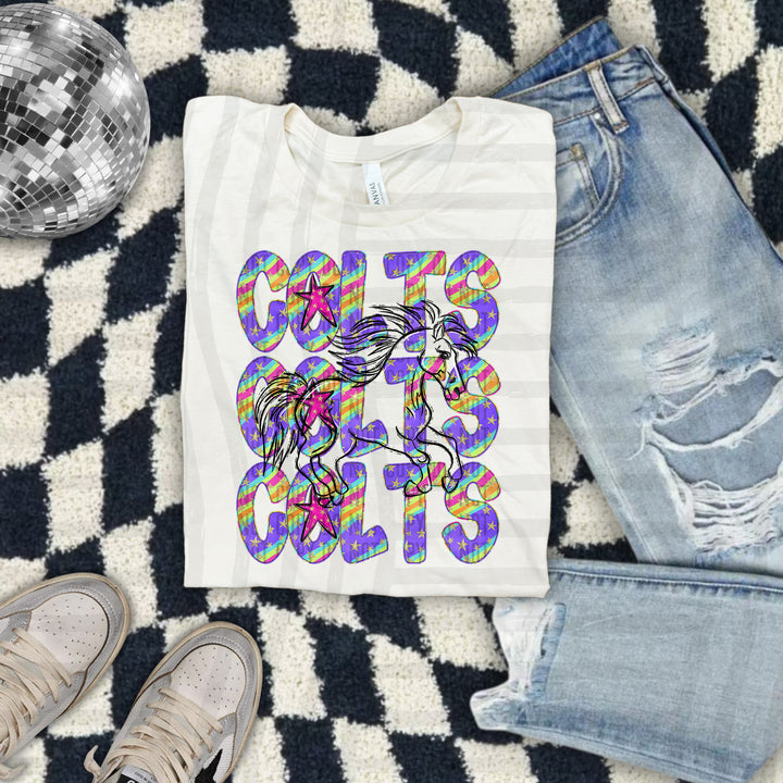 Rainbow Swirl Mascot Outlines DTF Print