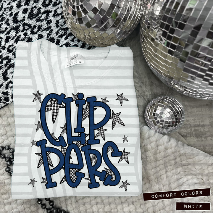 Navy Staggered DTF Print