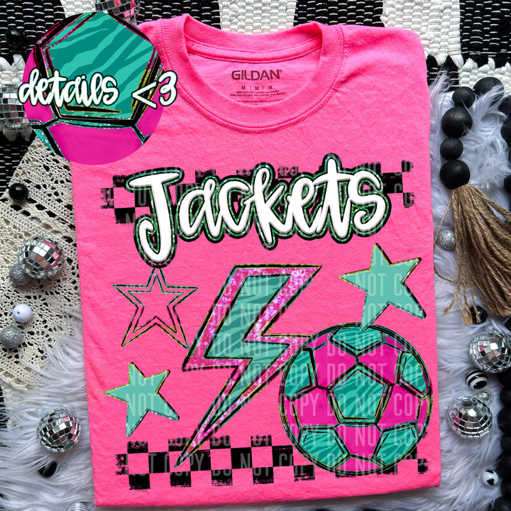 Rainbow Soccer Bolts DTF Print