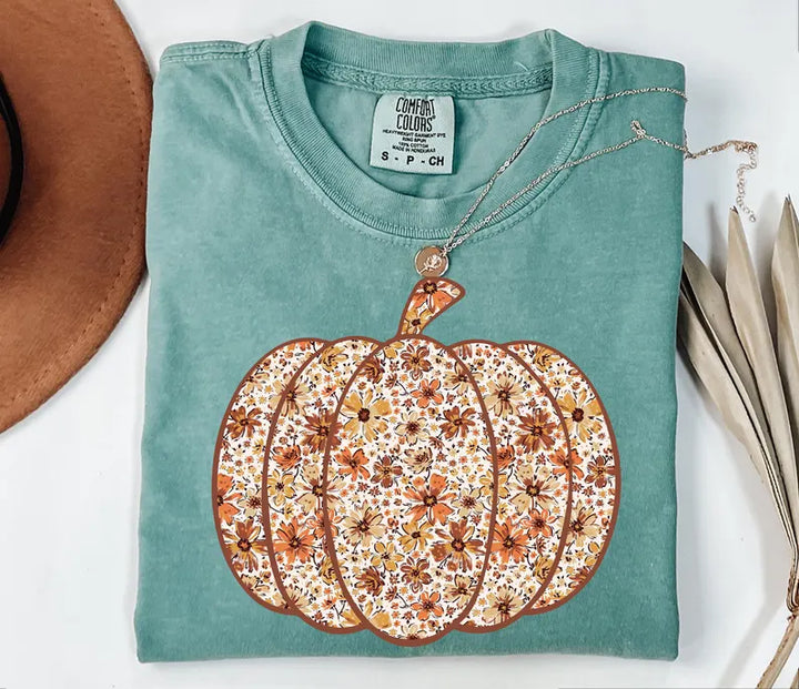 Floral Pumpkin DTF Print