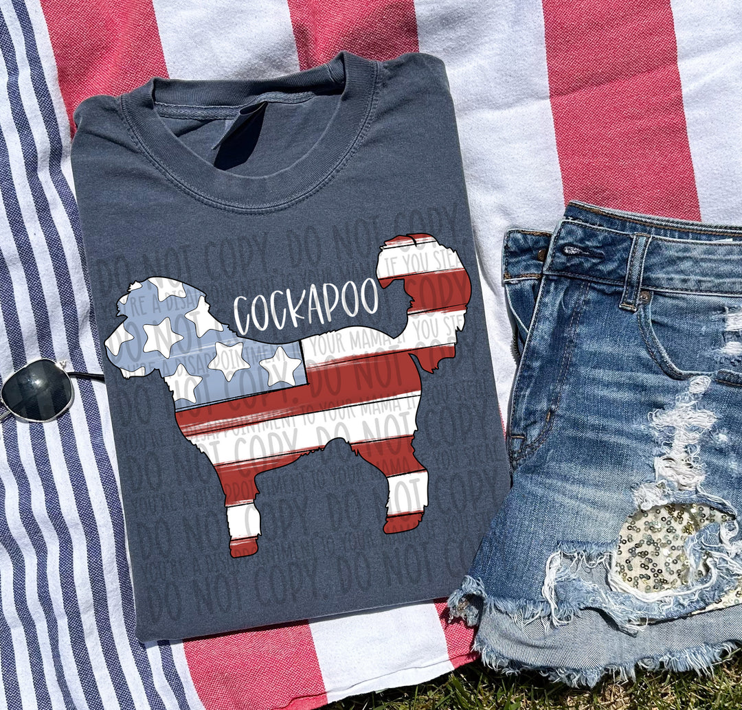 Patriotic Dog Designs White Text DTF Print