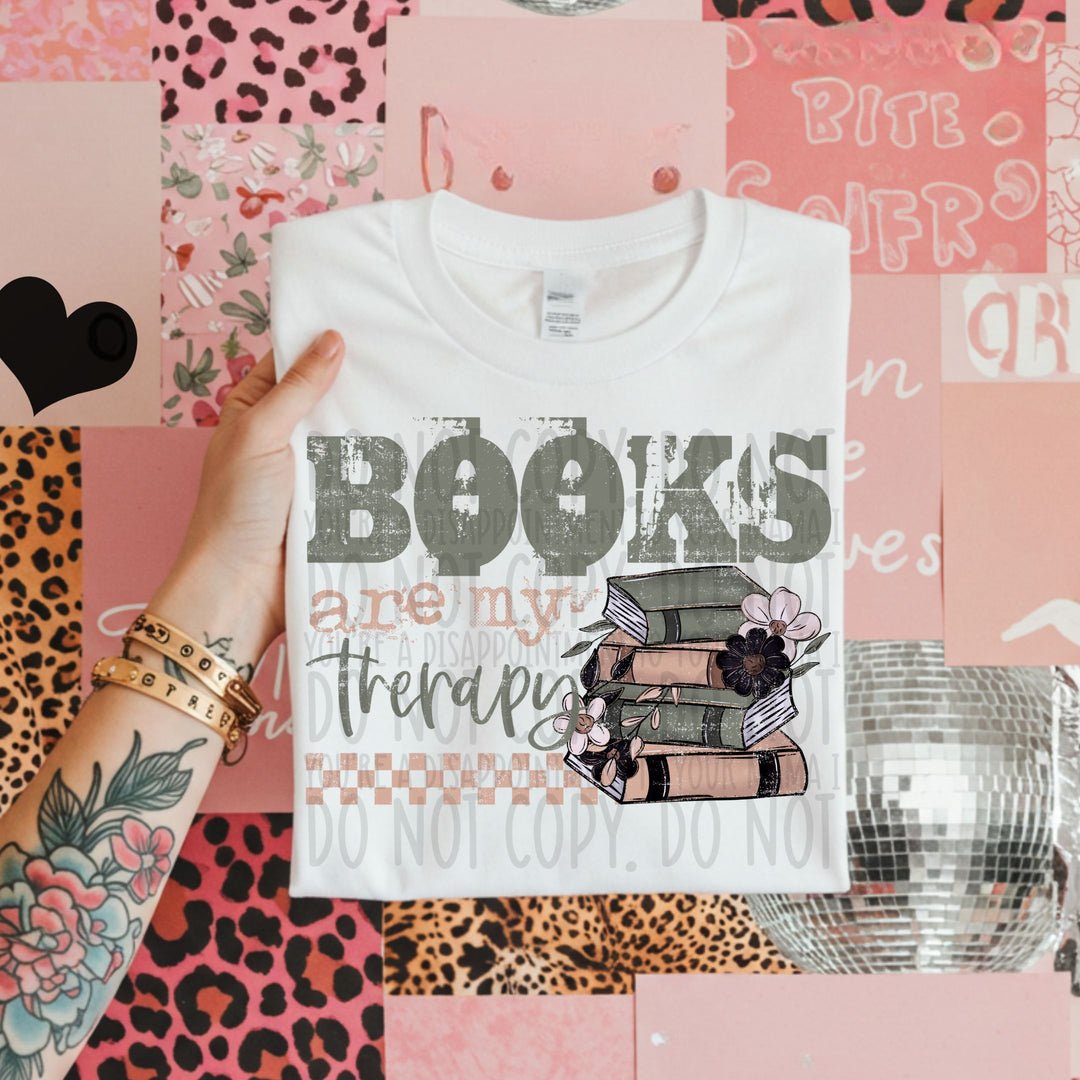 Books Are My Therapy DTF Print