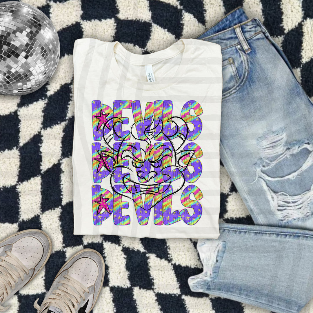 Rainbow Swirl Mascot Outlines DTF Print