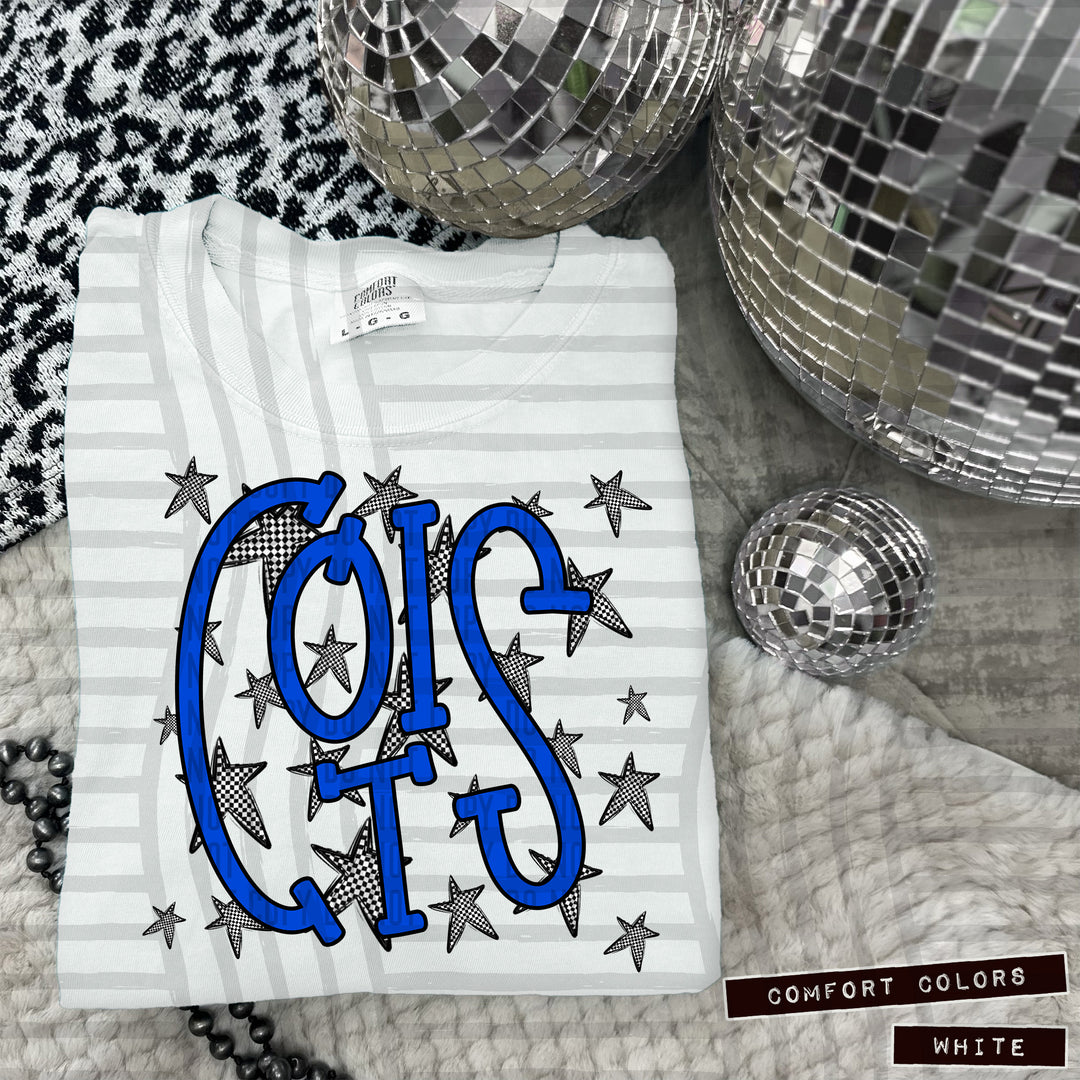 Blue Staggered DTF Print