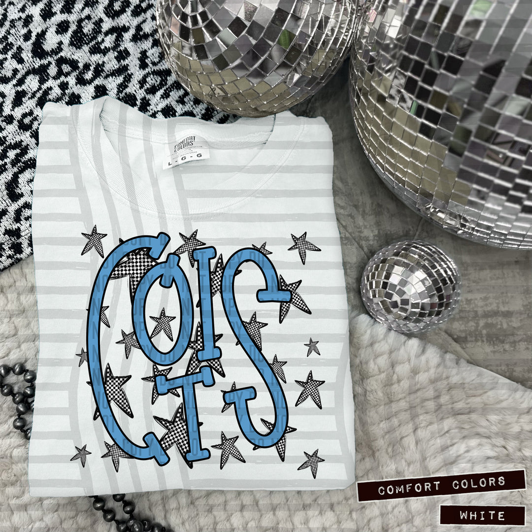 Columbia Blue Staggered DTF Print