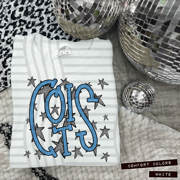 Columbia Blue Staggered DTF Print