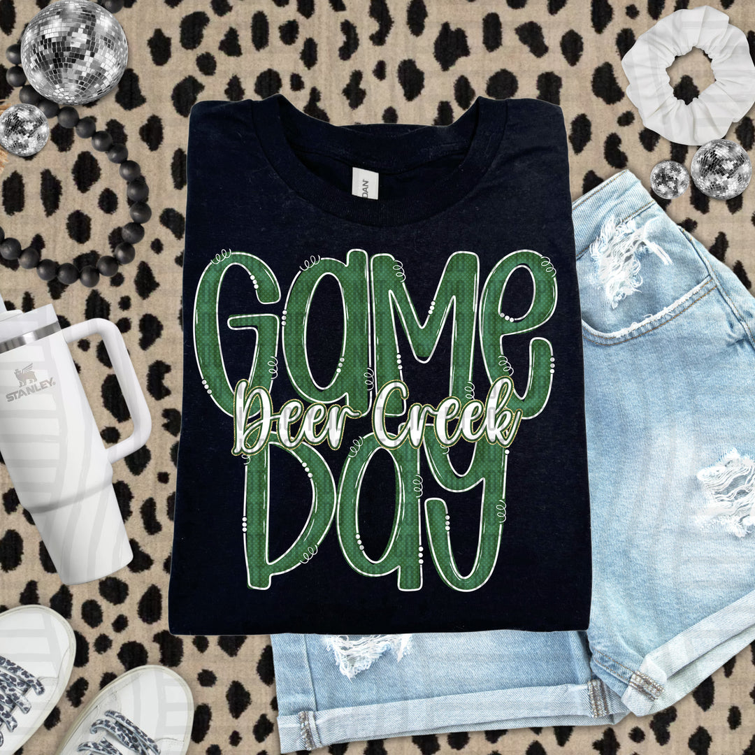 Doodle Gameday Dark Green DTF Print