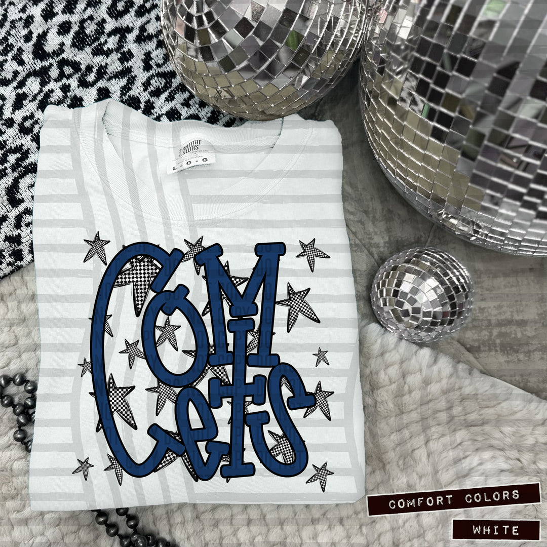Navy Staggered DTF Print