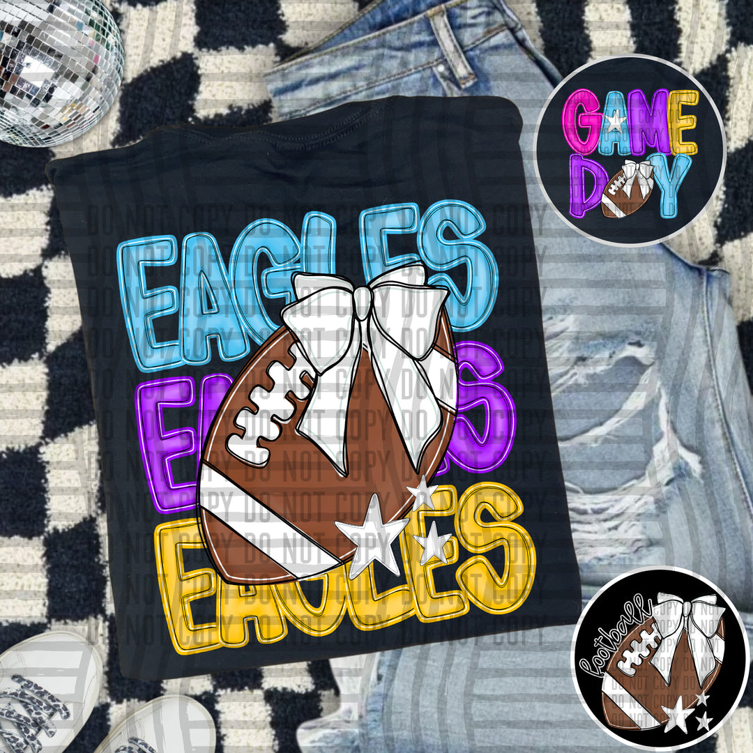 Bright And Preppy Football Stacked DTF Print