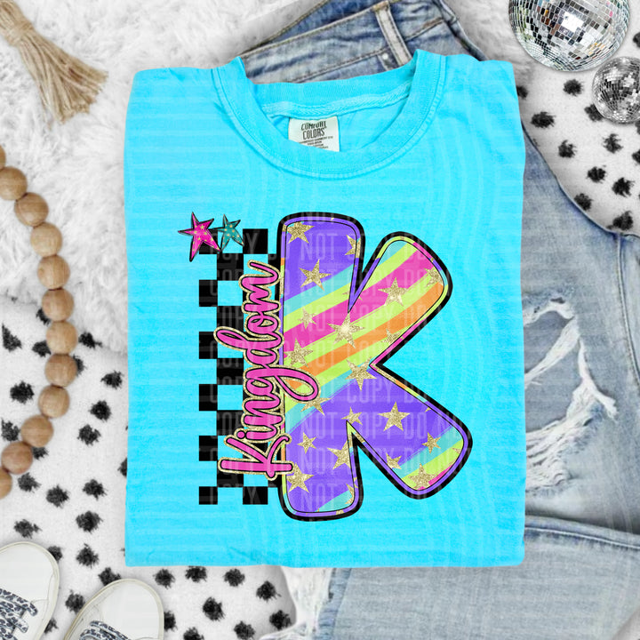 Rainbow Swirl Initials DTF Print