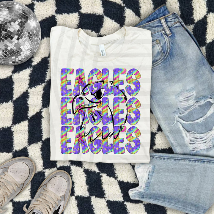 Rainbow Swirl Mascot Outlines DTF Print