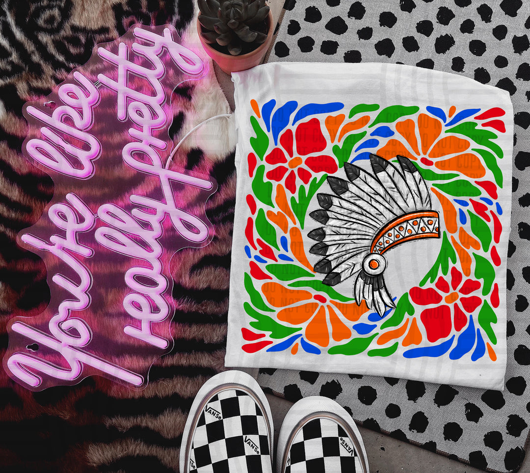 Retro Floral Mascot Heads DTF Print