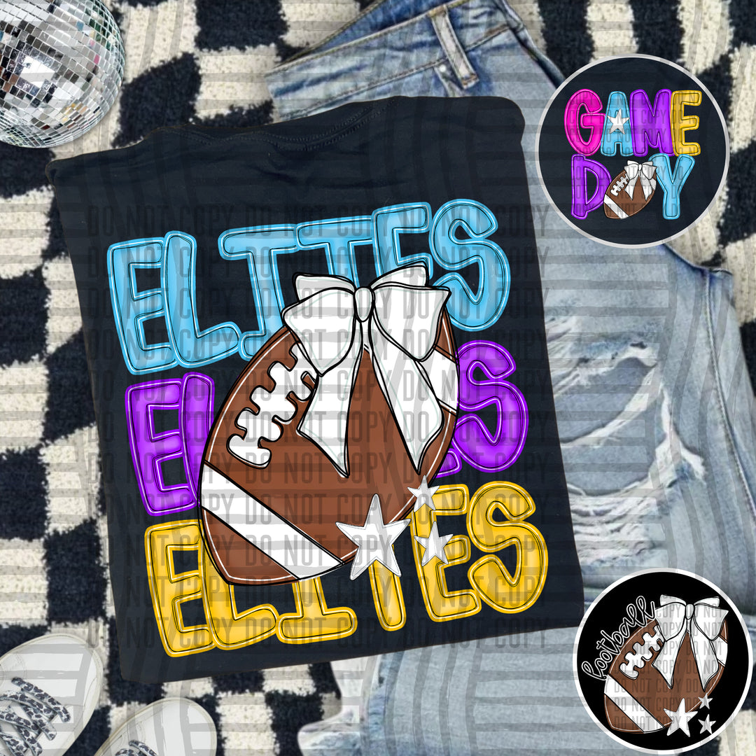 Bright And Preppy Football Stacked DTF Print